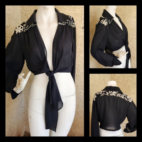 Western‎ Black Blouse - Picture 1 of 8